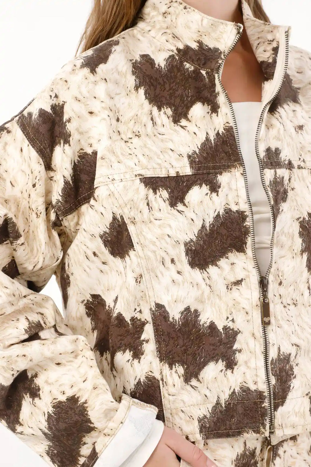 Printed Drill Jacket for Women