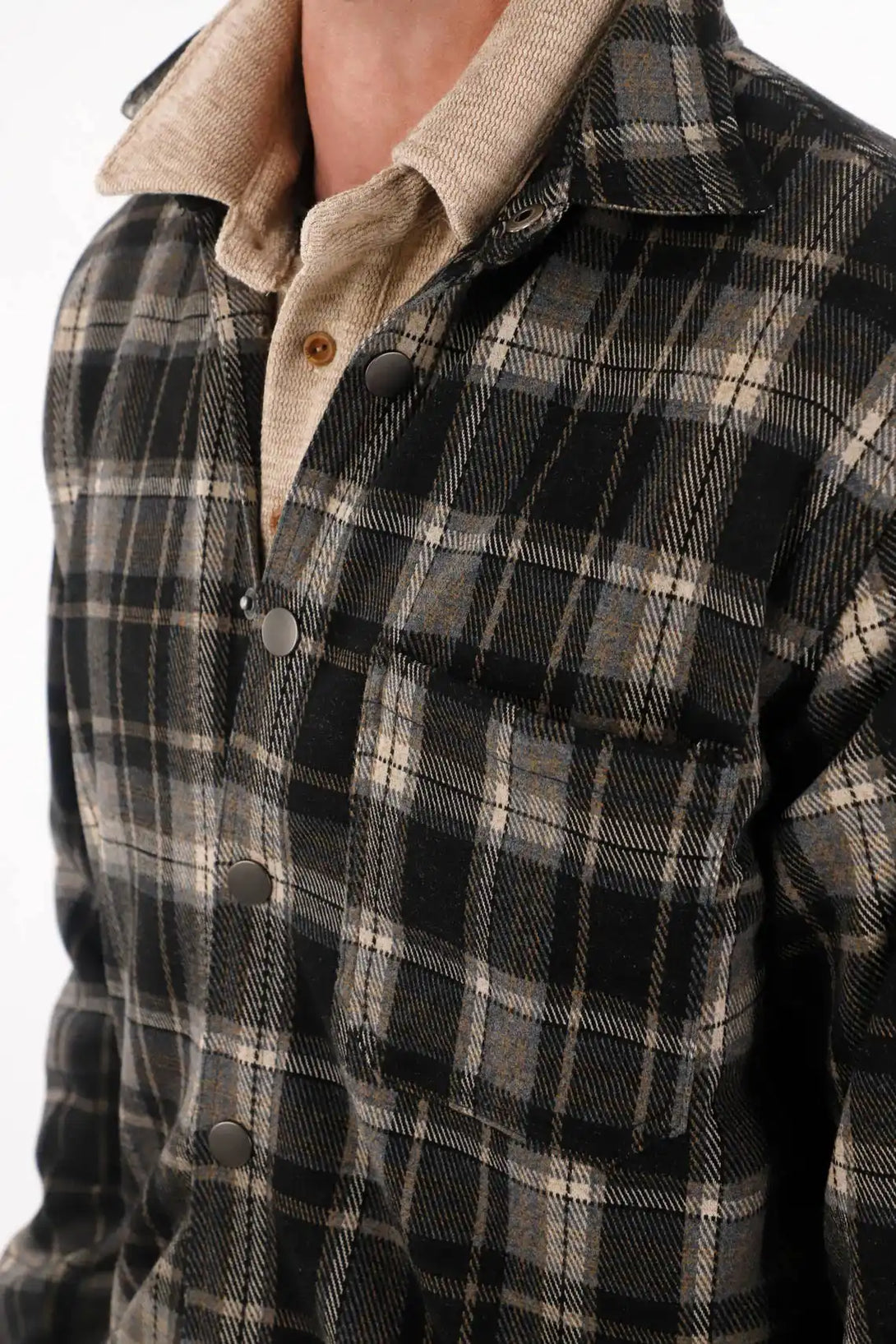 Abrigo con diseño preteñido a cuadros para hombre