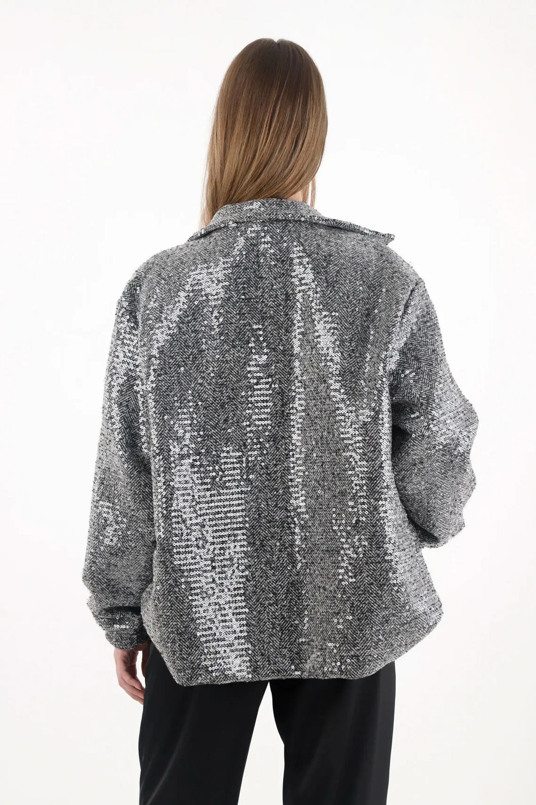 Gray Sequin Coat for Women