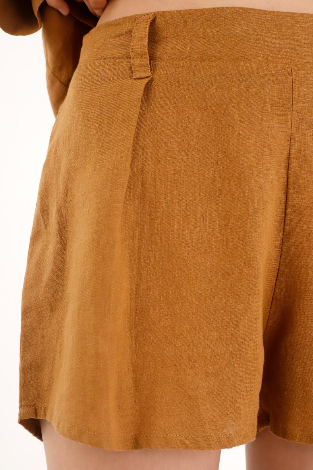 Women's 100% Linen A-Line Shorts with Movement Design