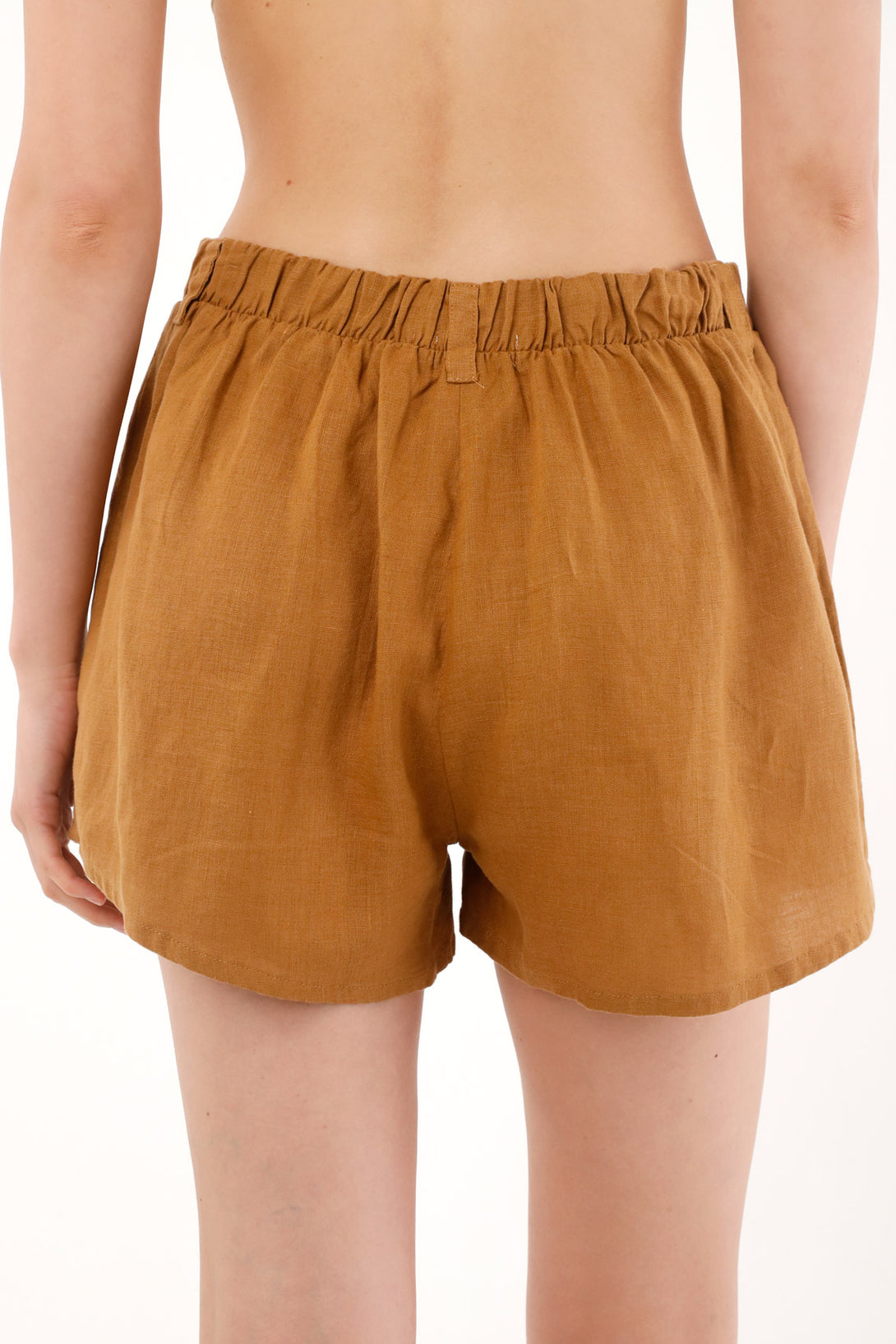 Women's 100% Linen A-Line Shorts with Movement Design