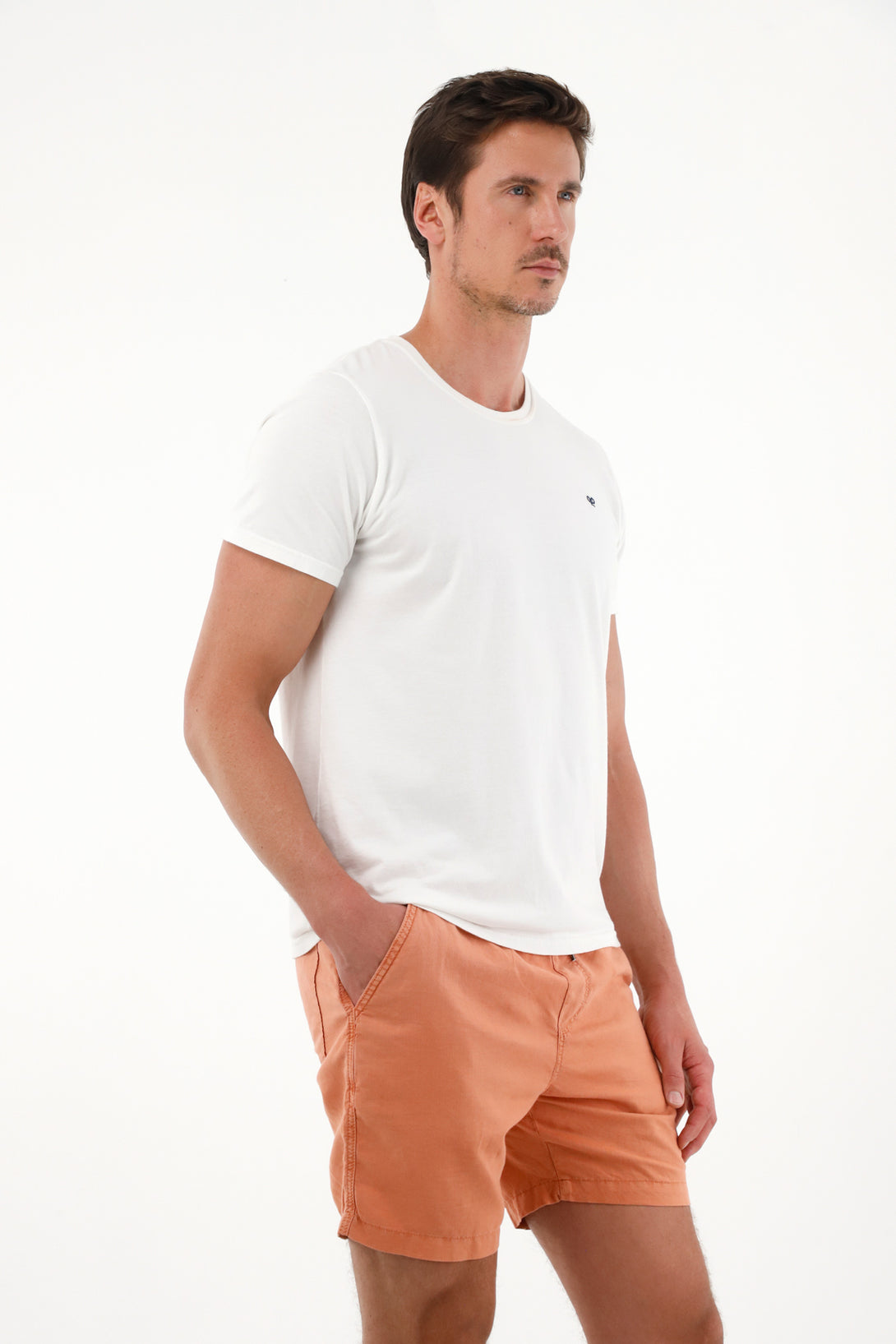 Bermuda regular fit con pretina elástica naranja para hombre