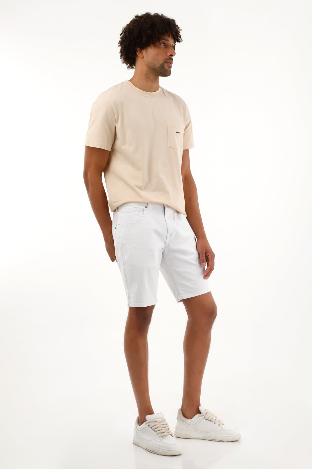 Men's White Five-Pocket Bermuda Shorts