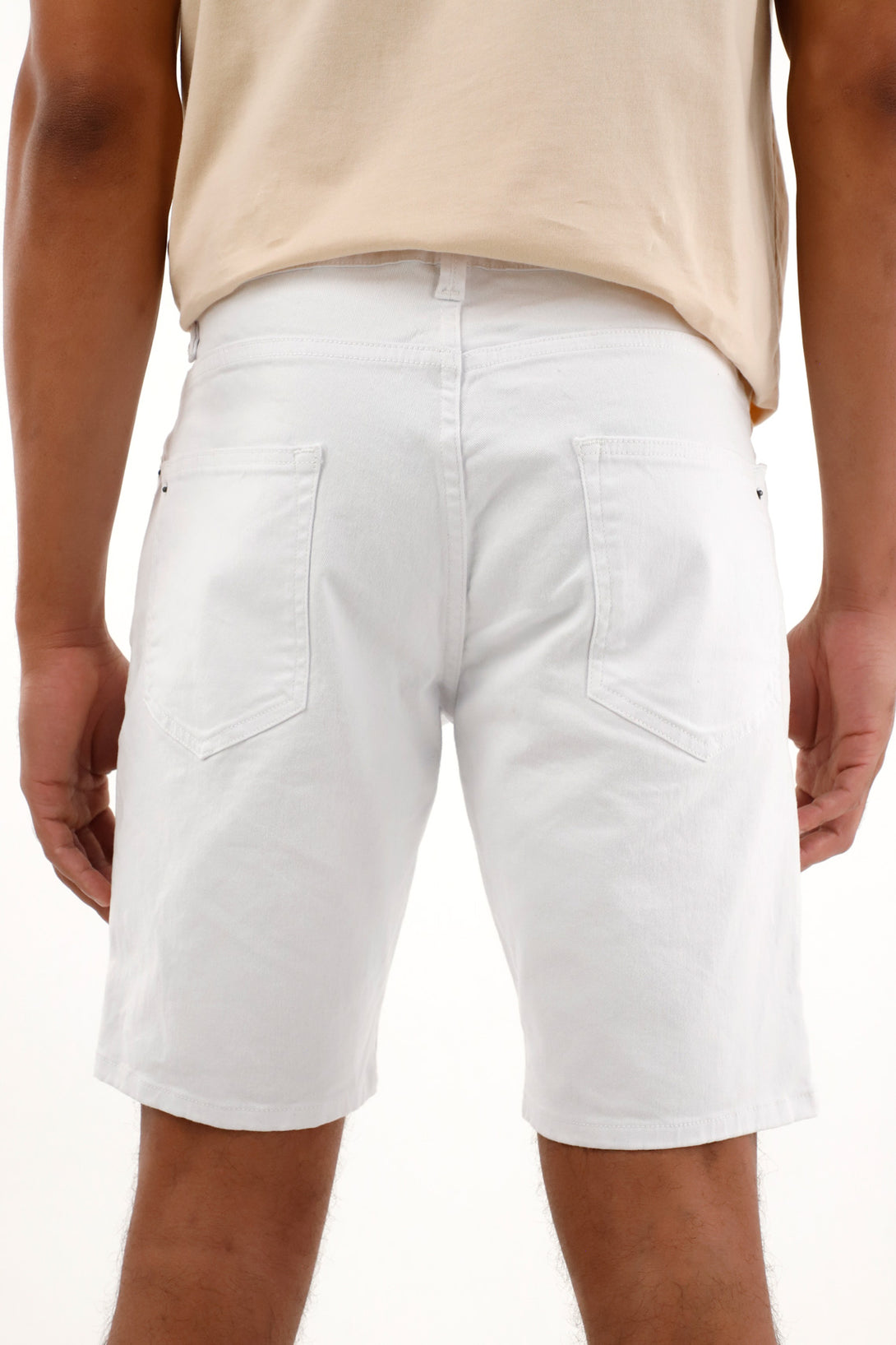 Men's White Five-Pocket Bermuda Shorts