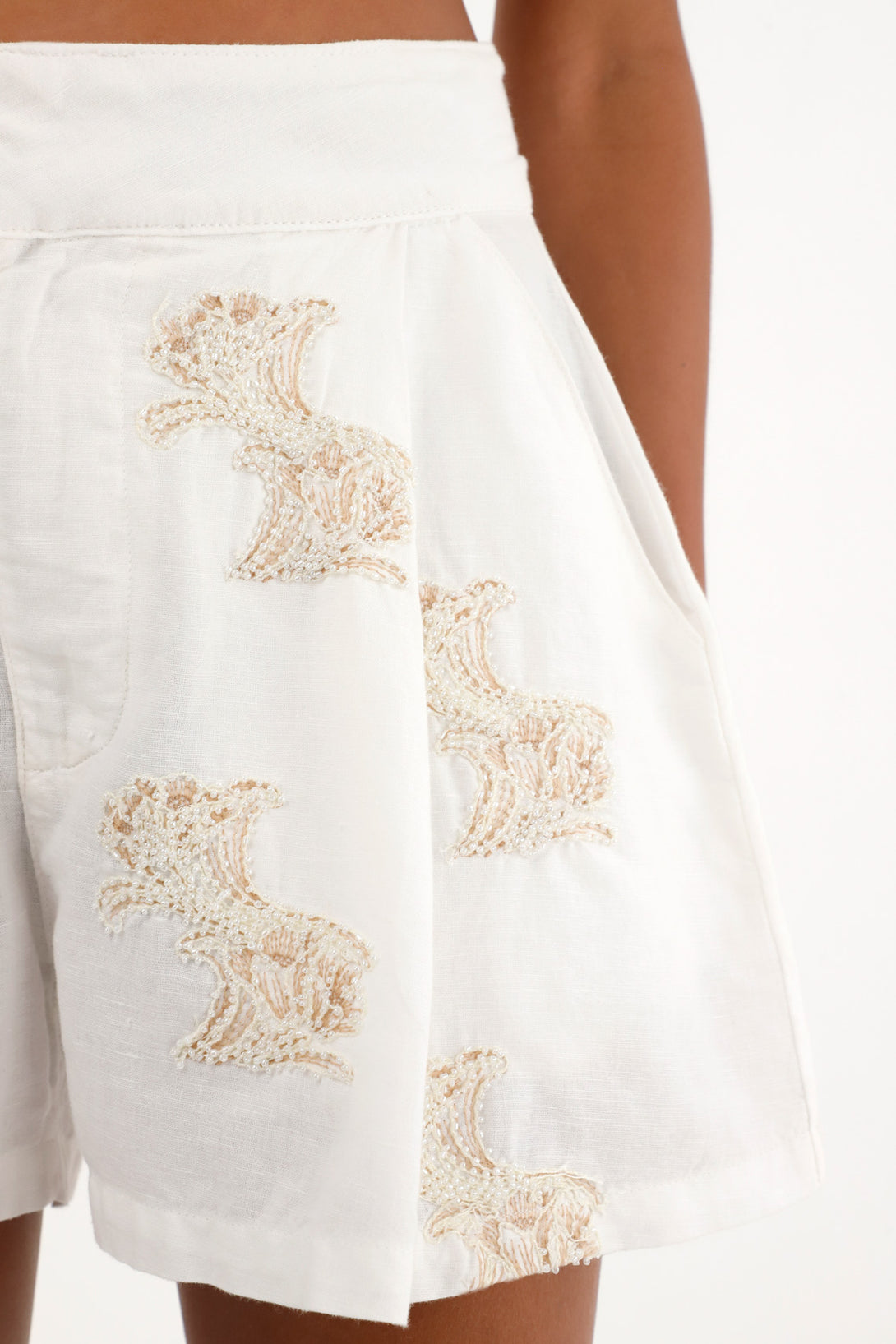 Women's High-Waisted Embroidered Bermuda Shorts