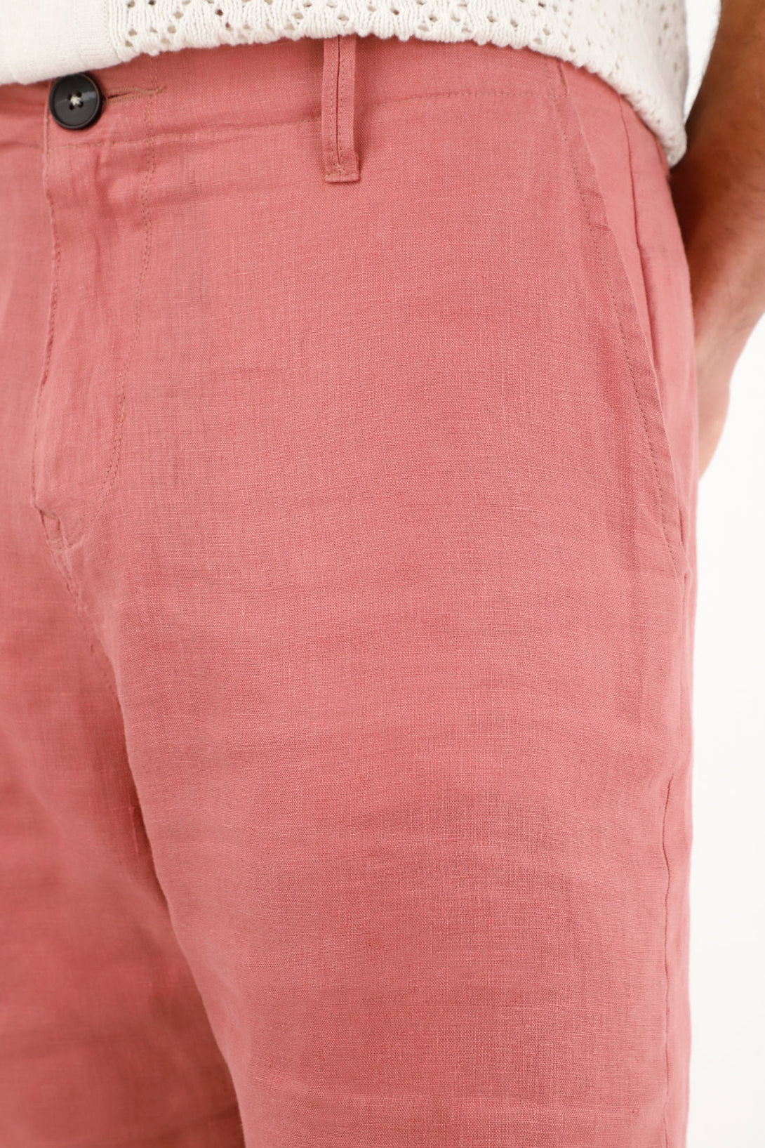 Bermuda Chino en 100% lino naranja para hombre