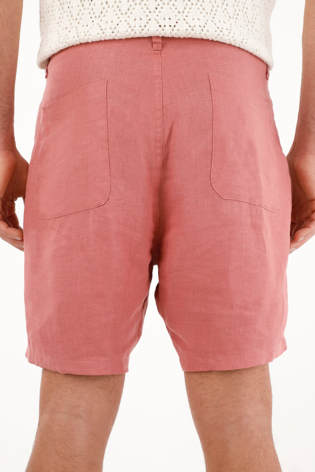Bermuda Chino en 100% lino naranja para hombre