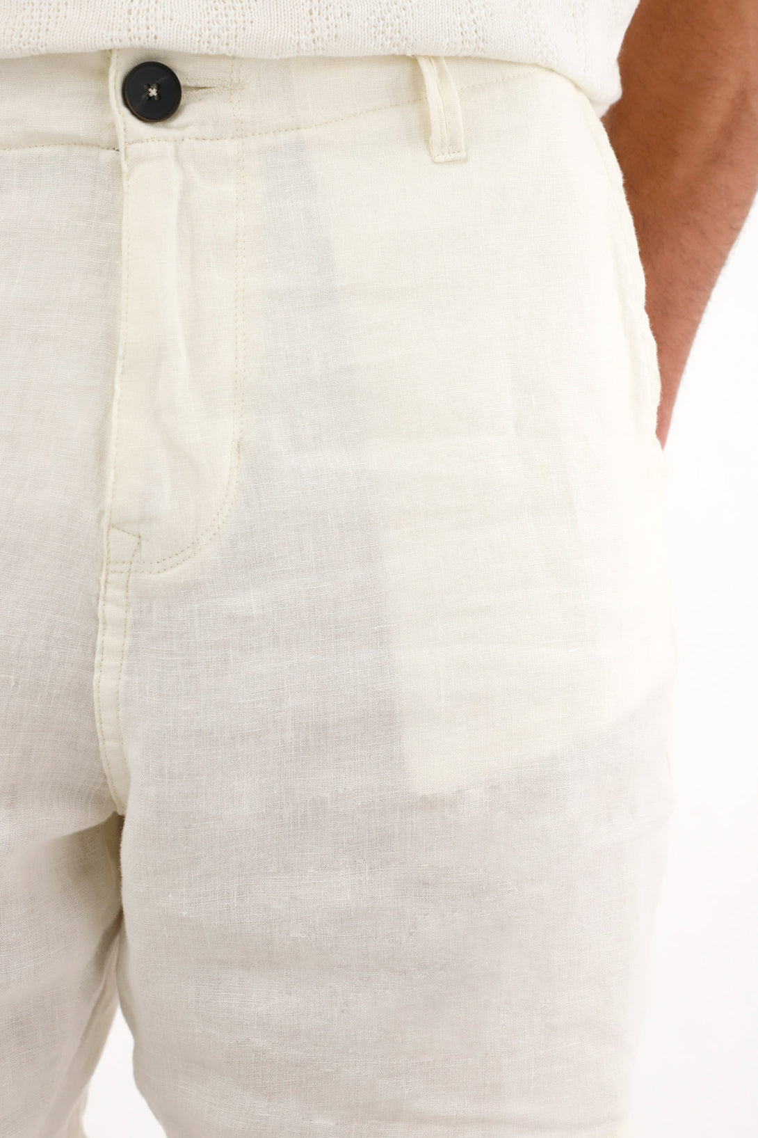 Men's 100% Raw Linen Chino Shorts