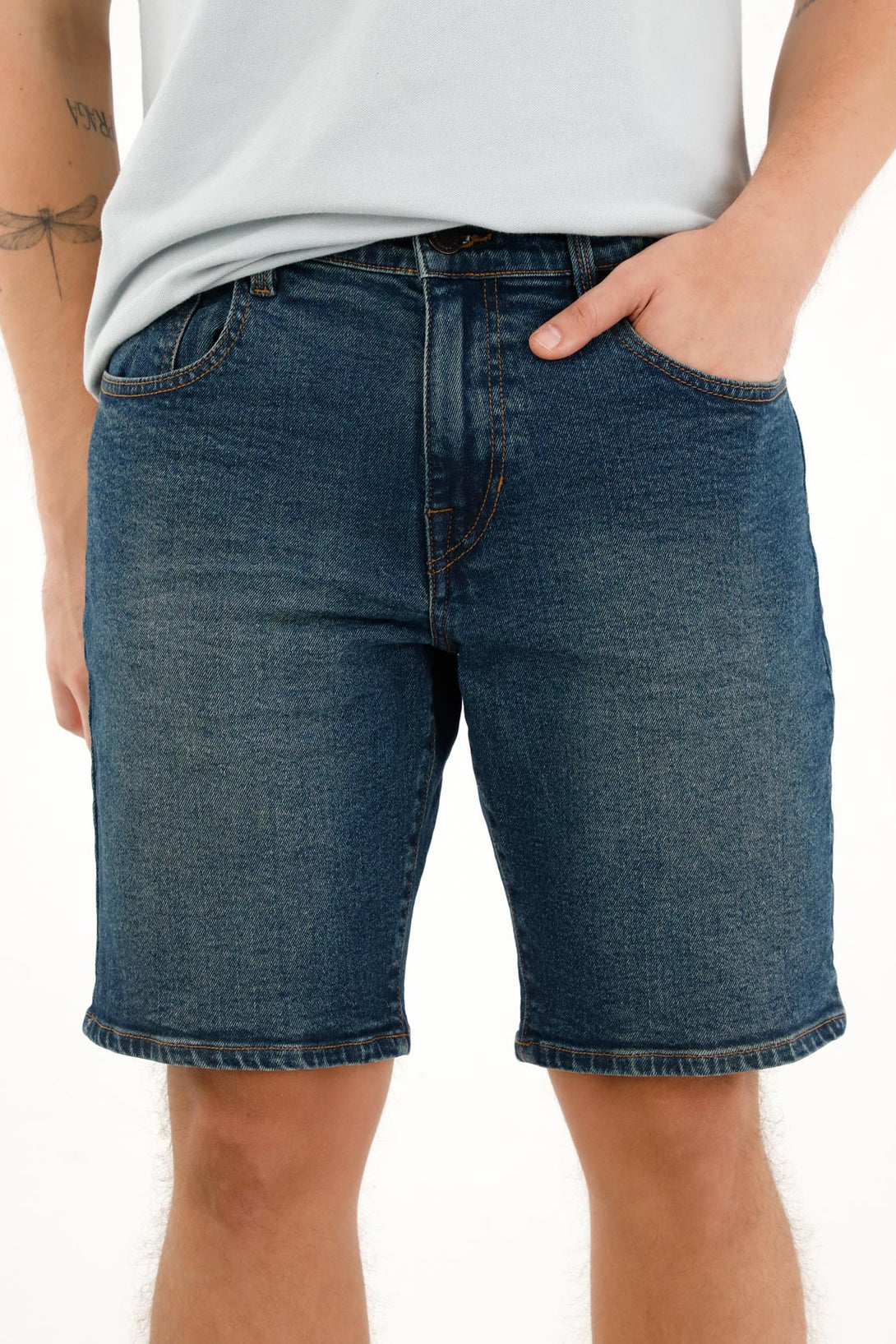 Bermuda azul de tiro medio para hombre