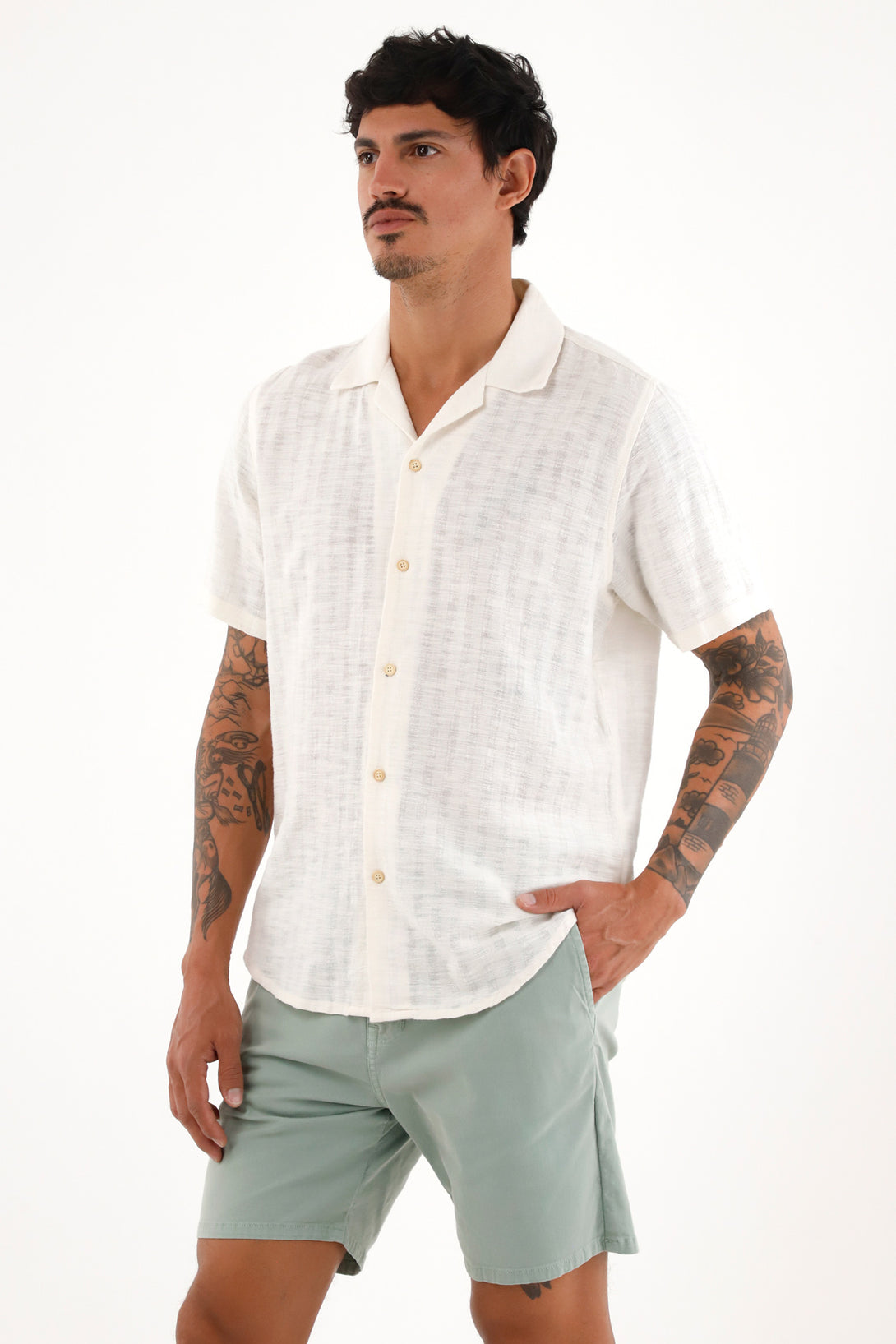 Men's Overdyed Green Bermuda Shorts