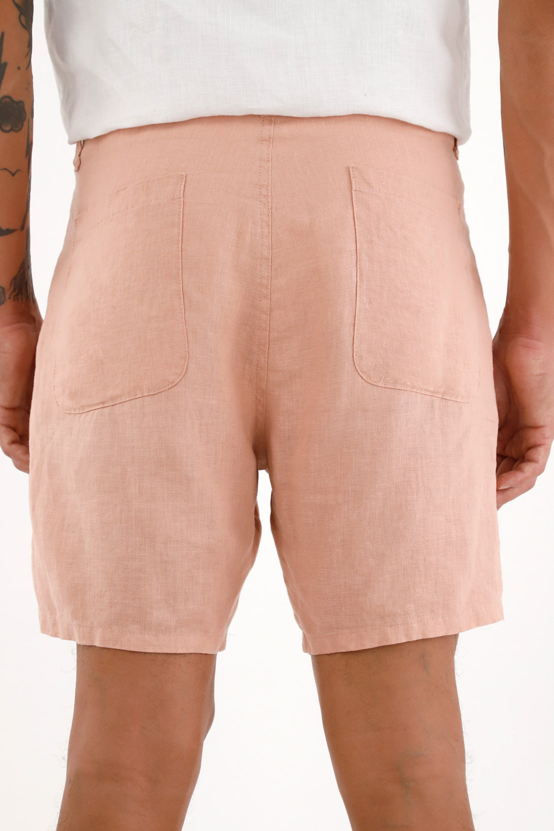 Bermuda chino rosada en 100% lino para hombre