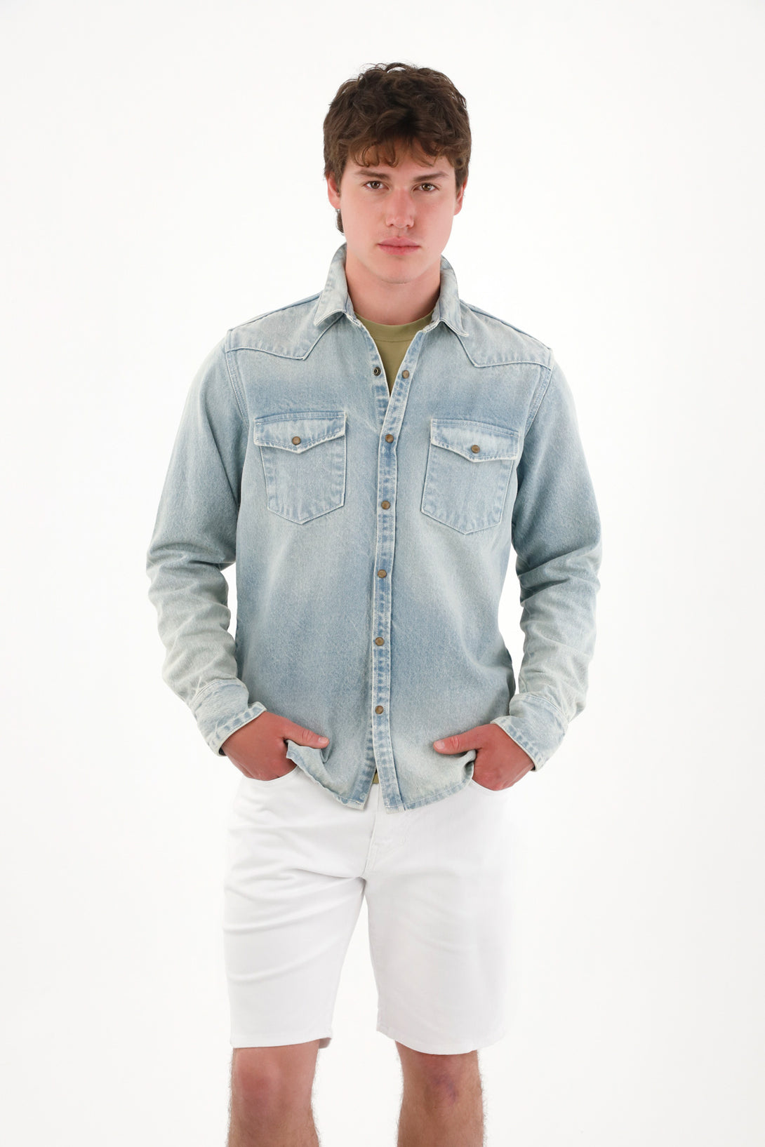 Men's White Nudy Five Pocket Bermudas