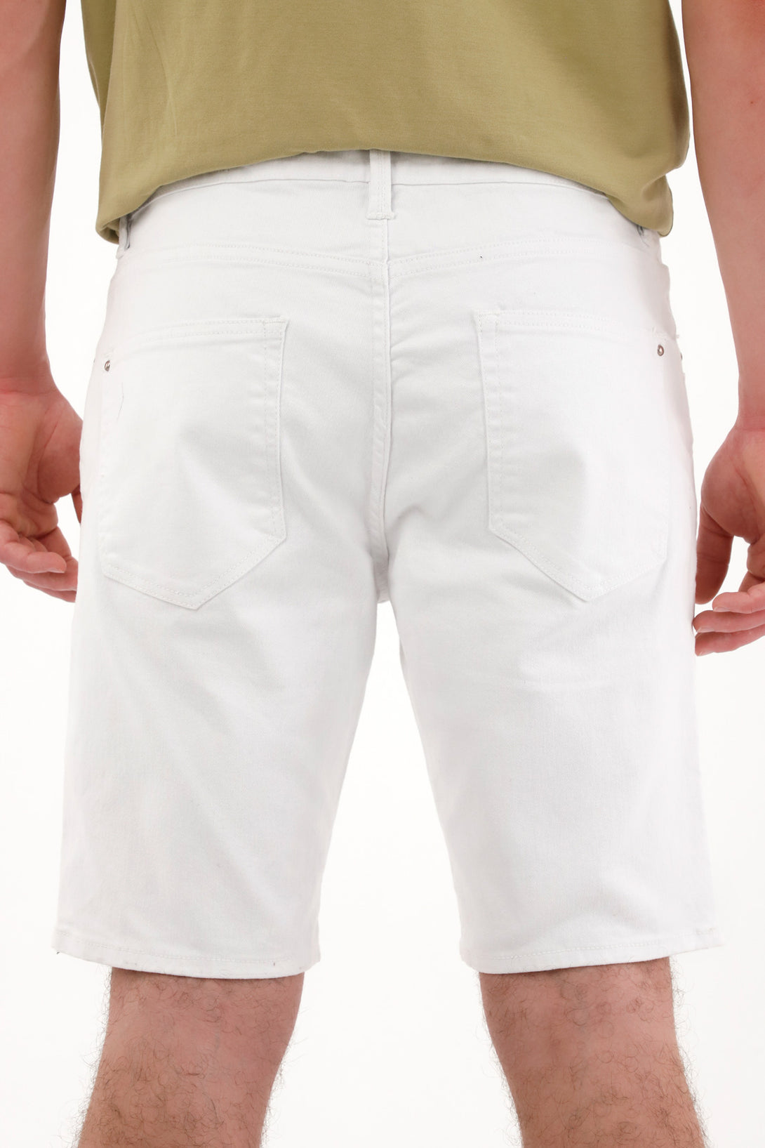 Men's White Nudy Five Pocket Bermudas