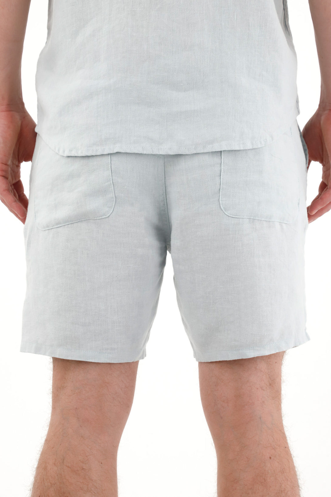Men's Blue Embroidered Hem Bermuda Shorts