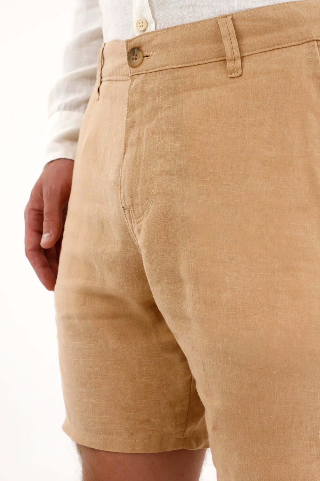 Men's 100% Linen Brown Bermuda Shorts