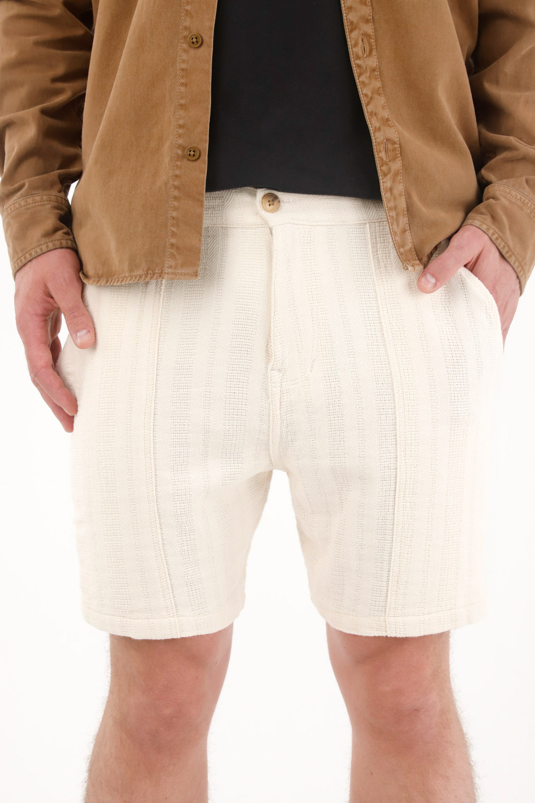 Textured Cotton Bermuda Shorts for Men