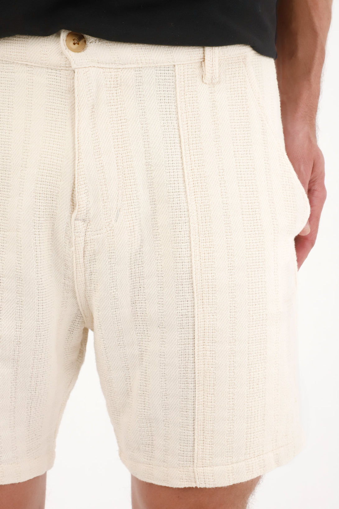 Textured Cotton Bermuda Shorts for Men