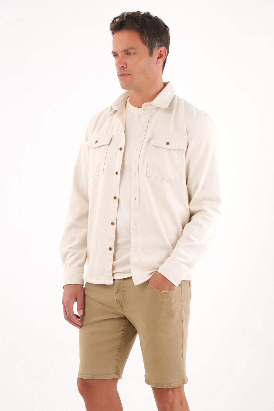 Bermuda Nudy con efecto vintage crudo para hombre