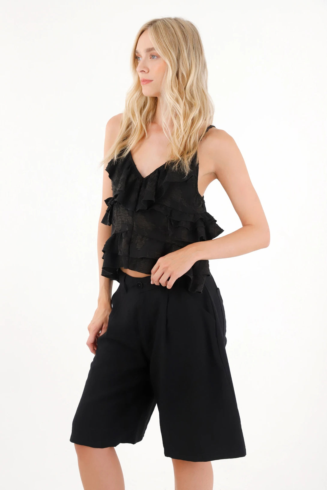 Black Princess Design Bermuda Shorts for Women