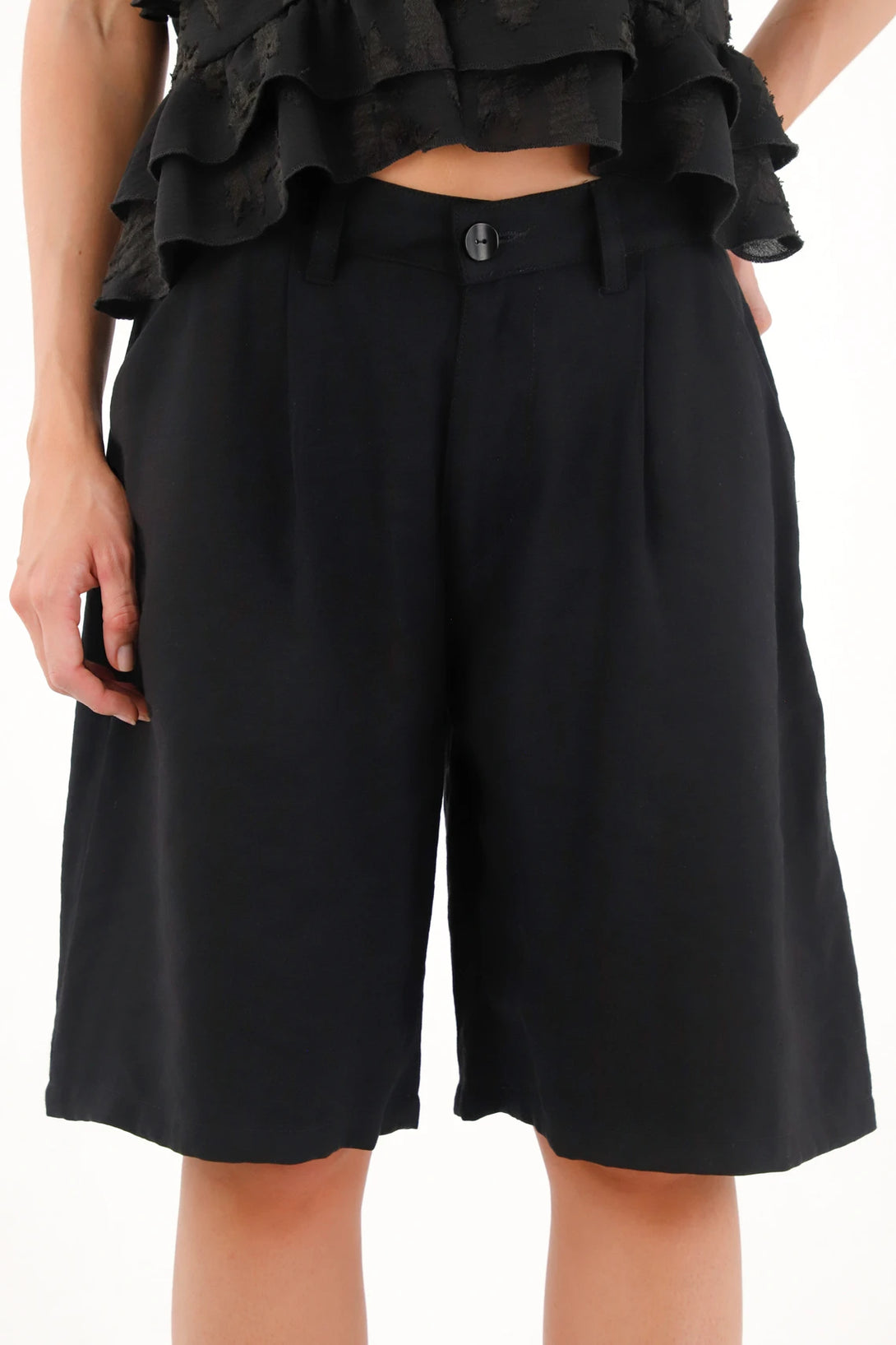 Black Princess Design Bermuda Shorts for Women