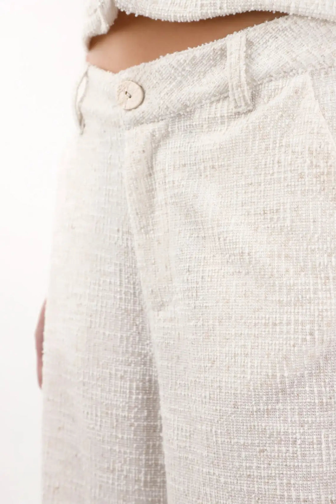 White Long Tweed Bermuda Shorts for Women