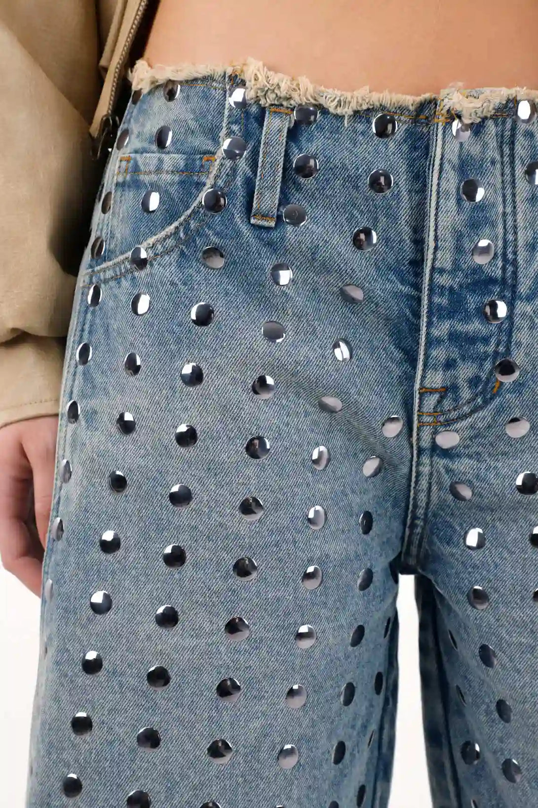 Bermuda larga con taches azul para mujer