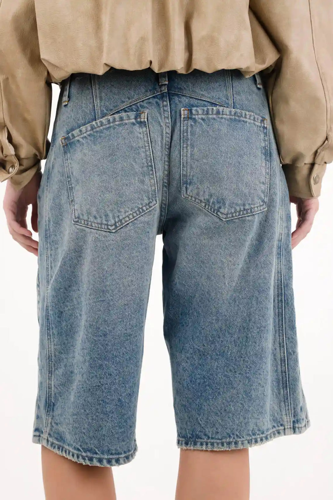 Bermuda larga con taches azul para mujer