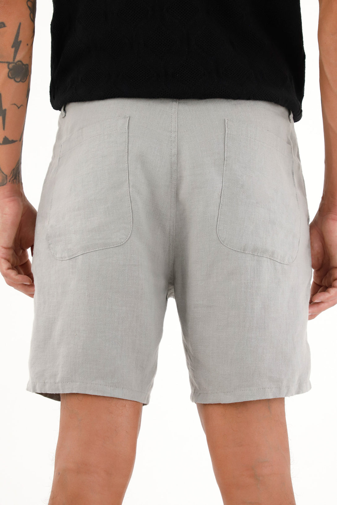 Bermuda chino en 100% lino gris para hombre