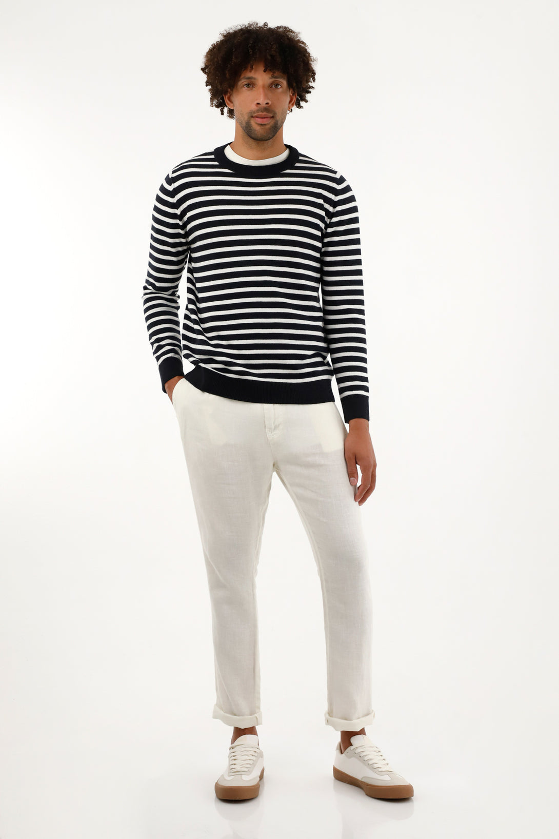Men's blue striped hoodie