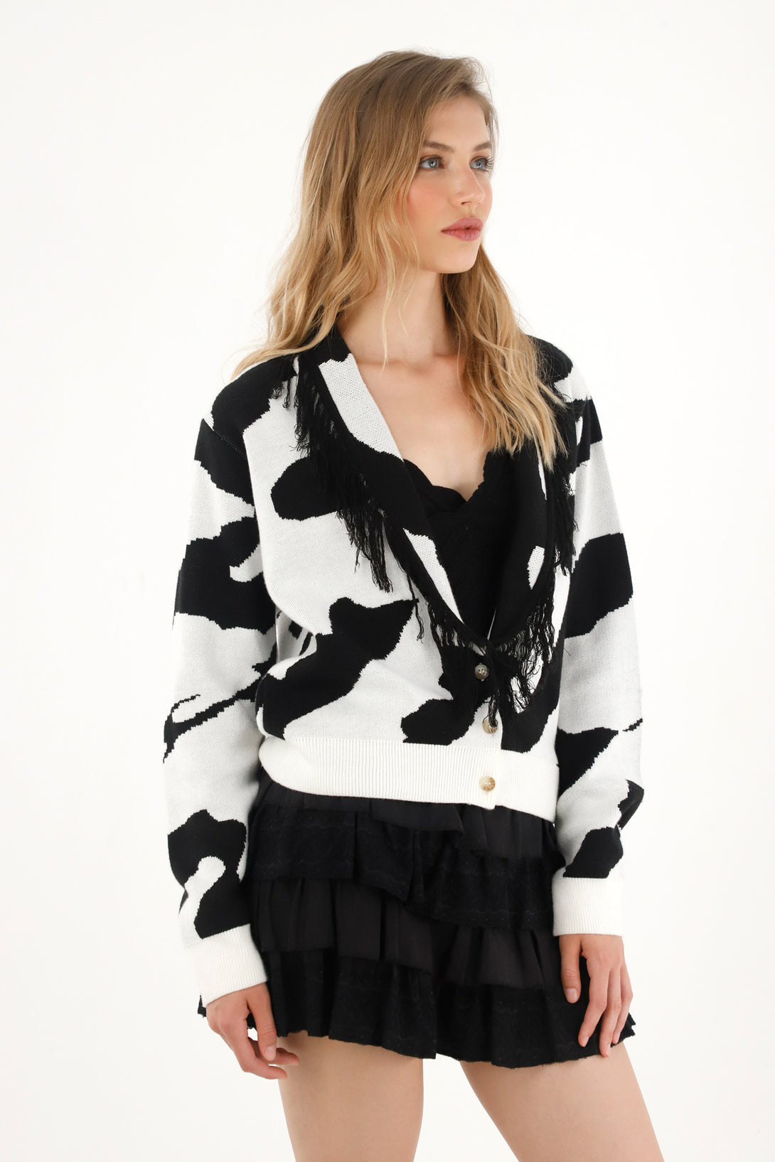 Women's Fringe Animal Print Hoodie