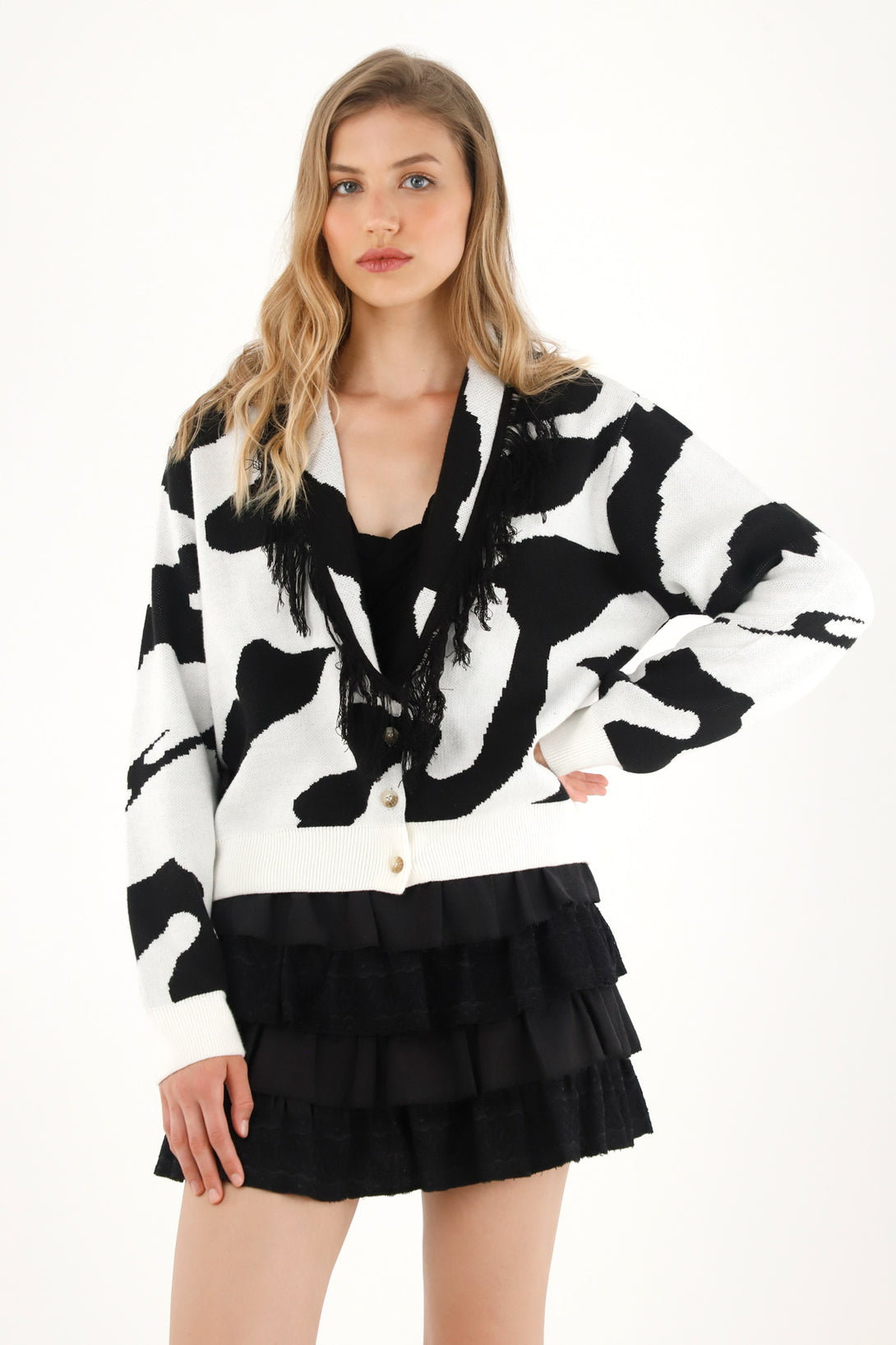 Women's Fringe Animal Print Hoodie