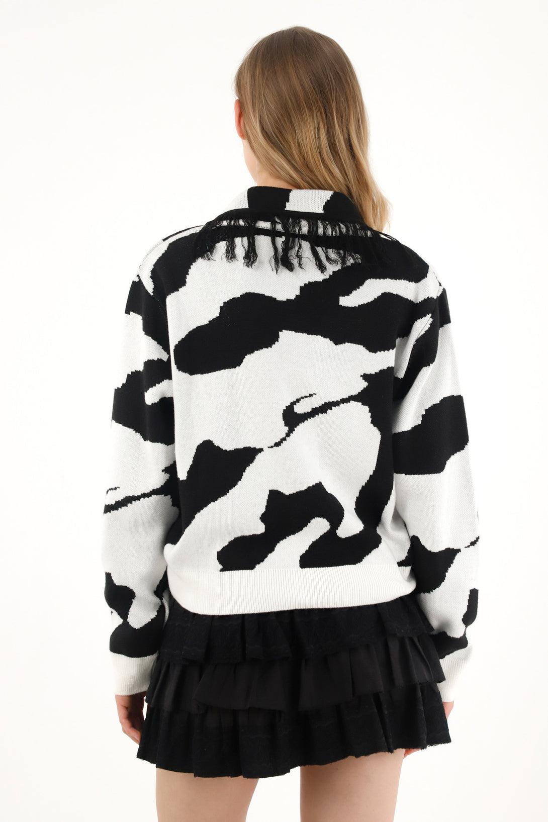 Women's Fringe Animal Print Hoodie