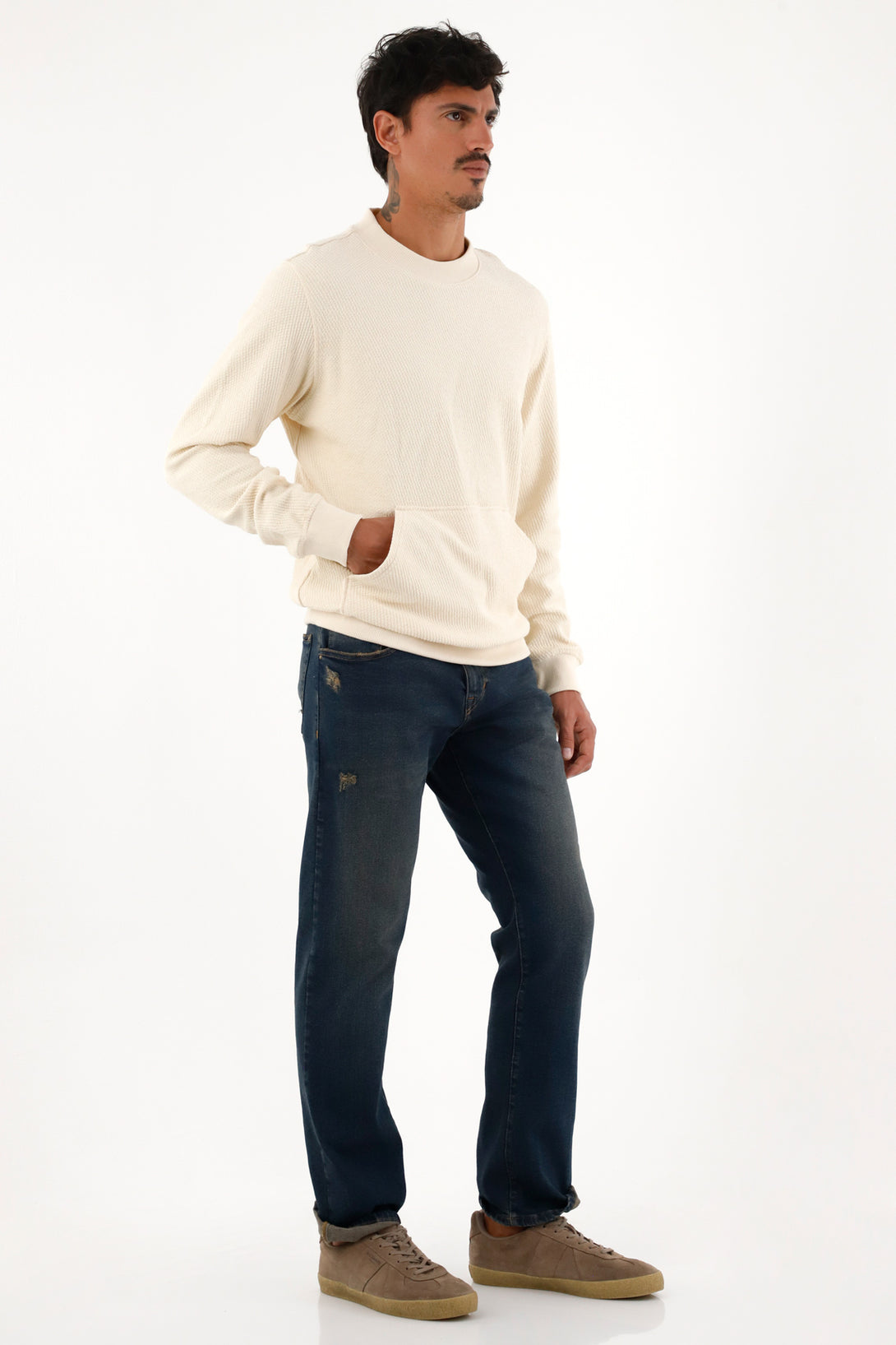 Buzo crudo de diseño cerrado para hombre