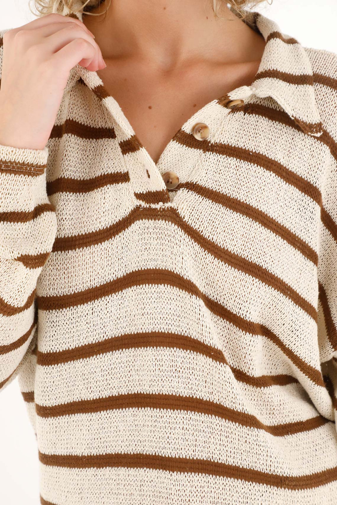 Buzo de diseño a rayas crudo para mujer