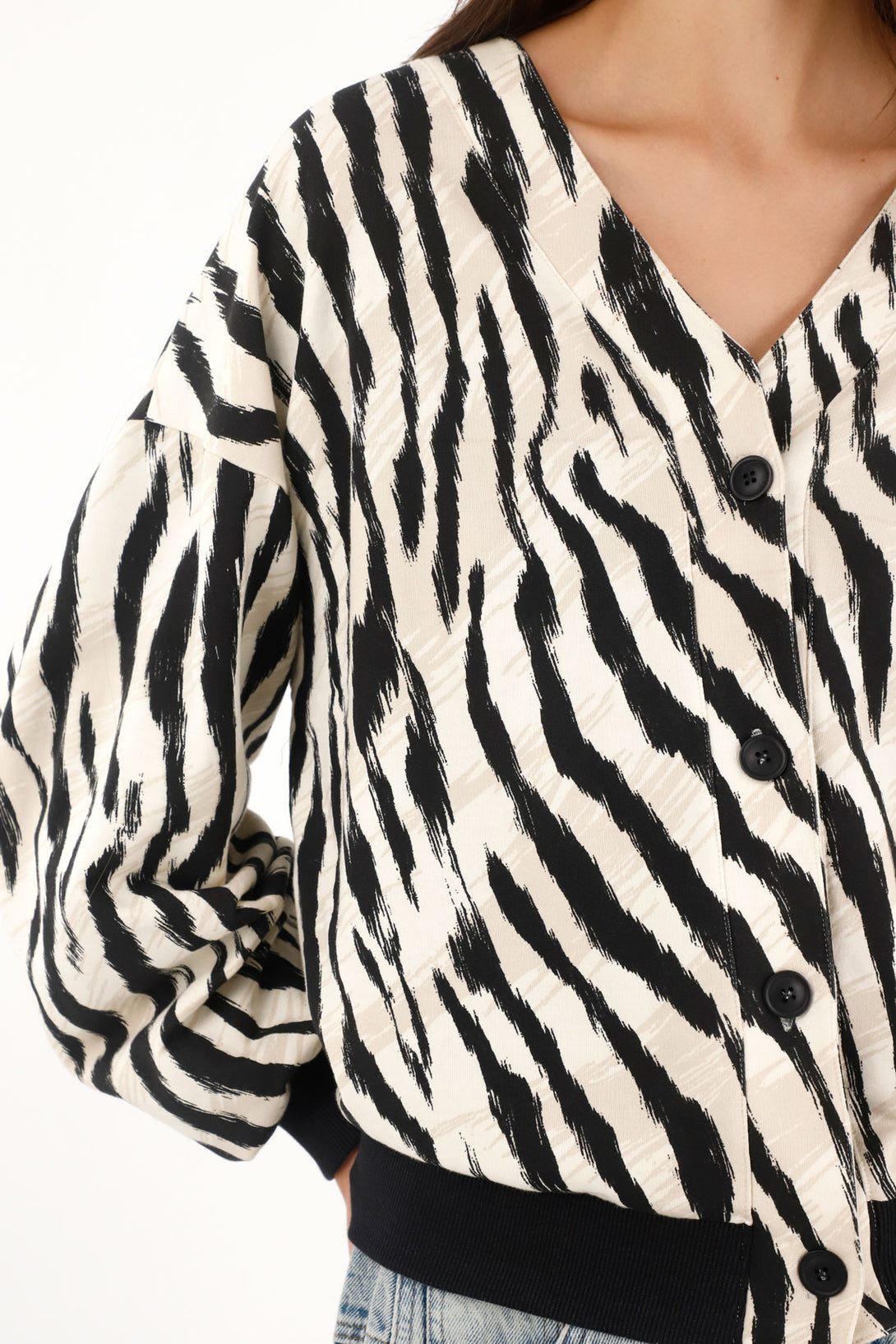 Women's animal print button-up hoodie