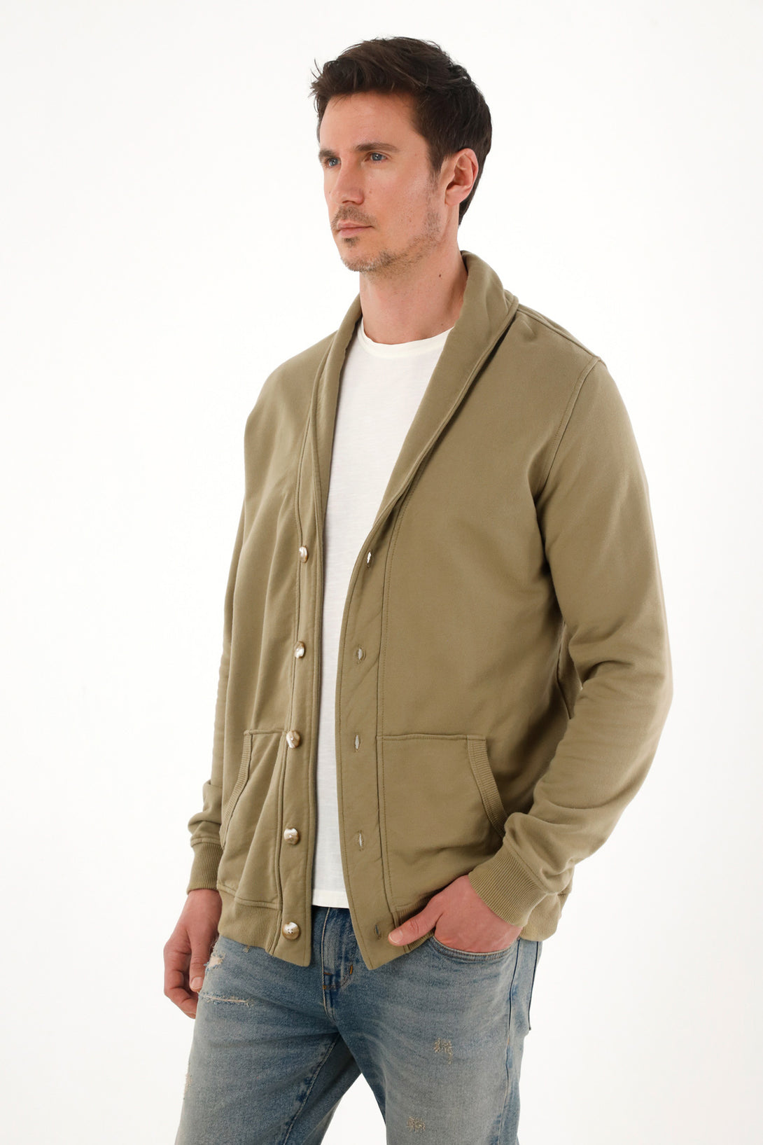 Green Collared Sweatshirt for Men
