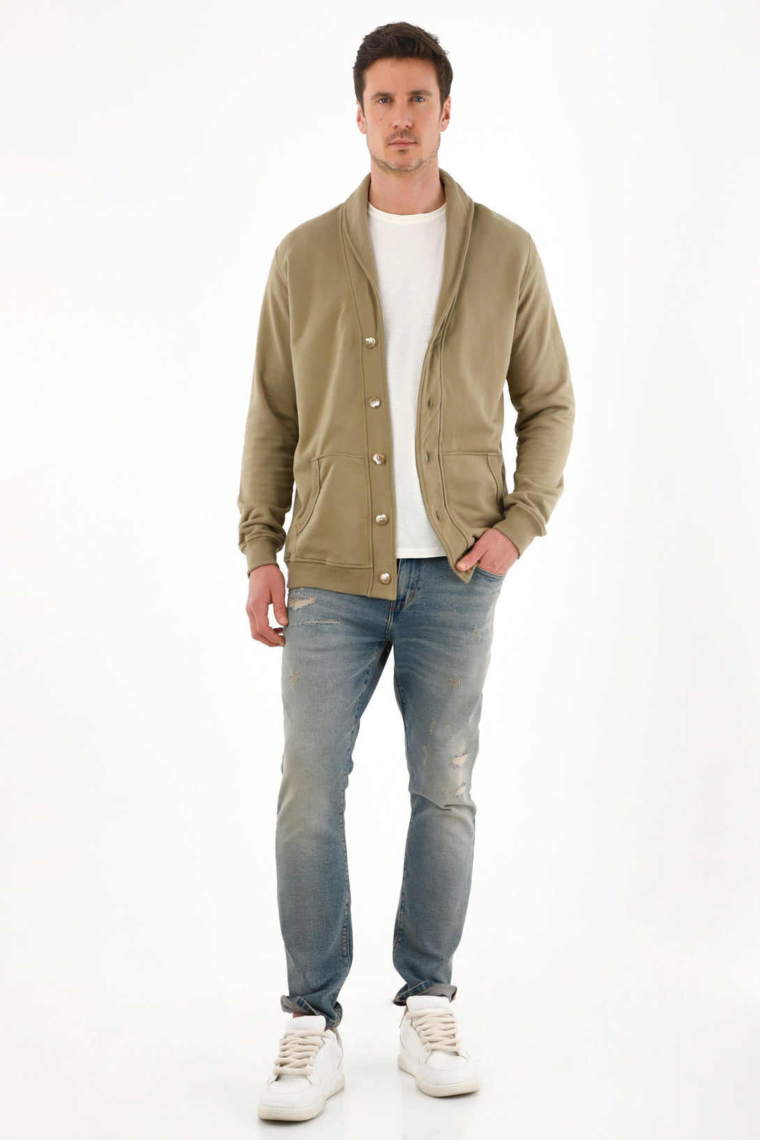 Green Collared Sweatshirt for Men