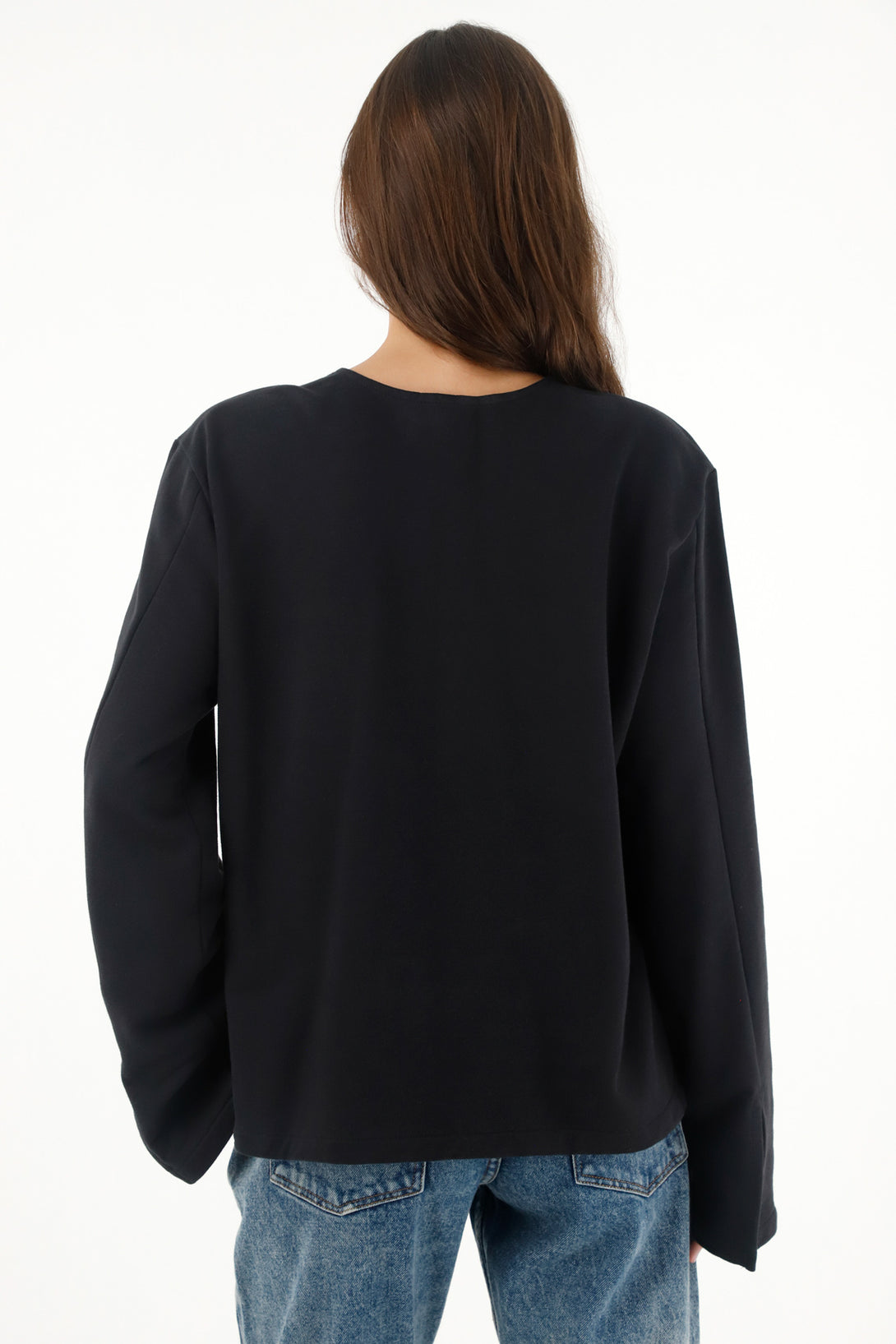 Women's Black Decorative Stud Sweatshirt