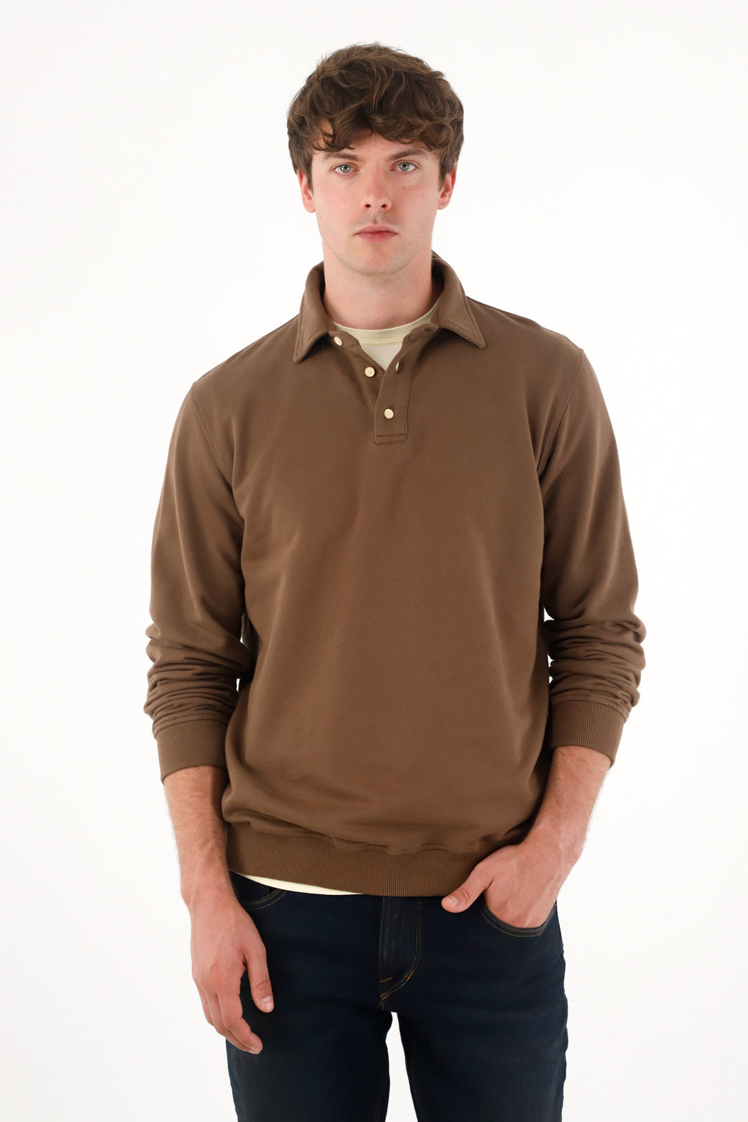 Men's Brown Polo Sweatshirt