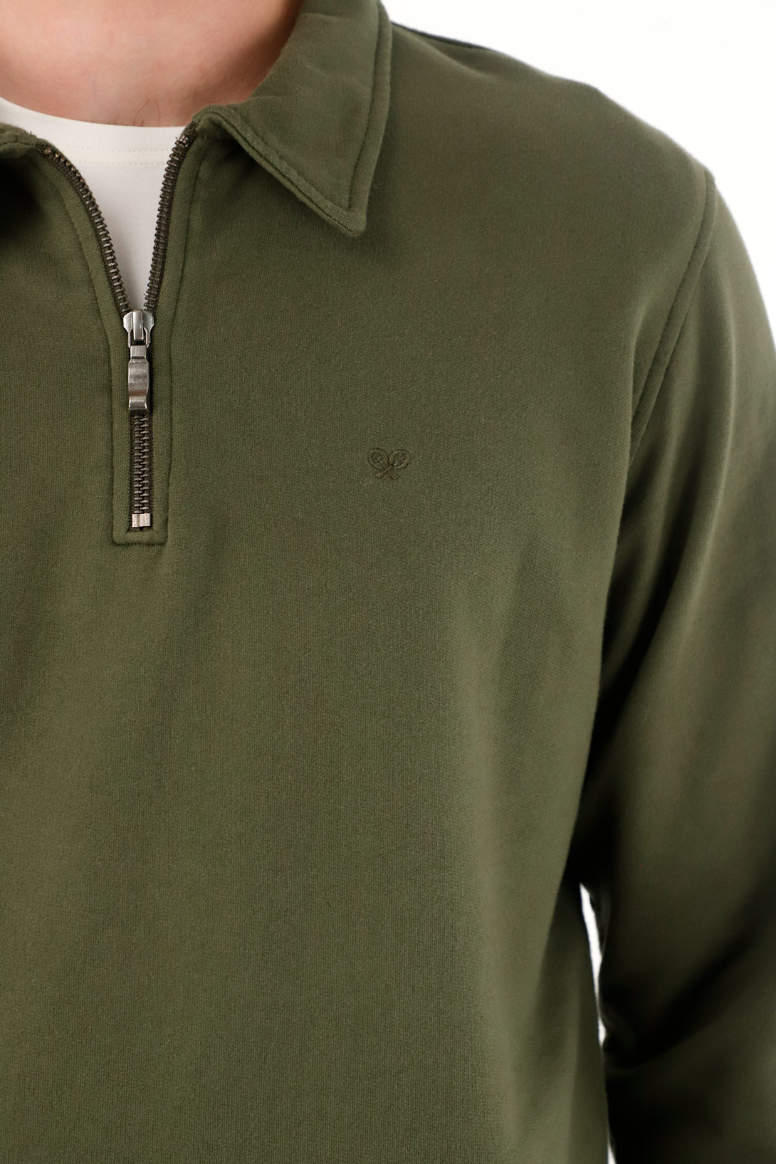 Buzo tipo polo con bolsillo canguro verde para hombre