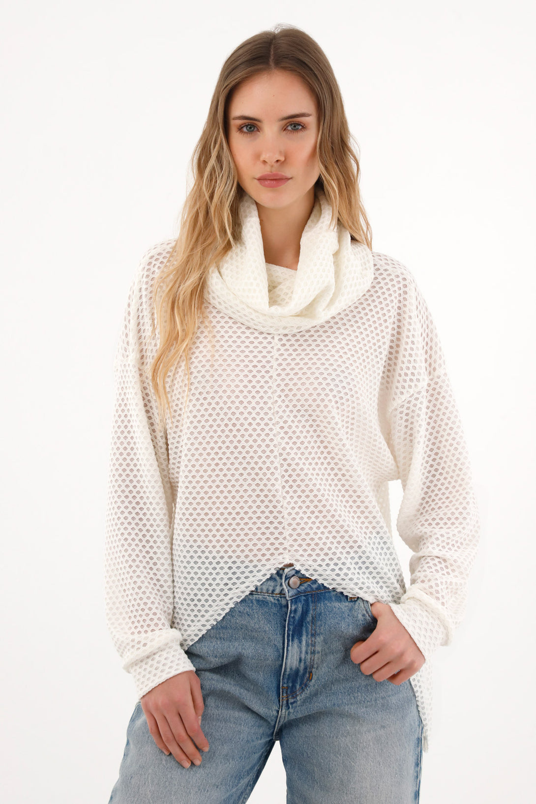 Women's Turtleneck Knit Effect Pullover