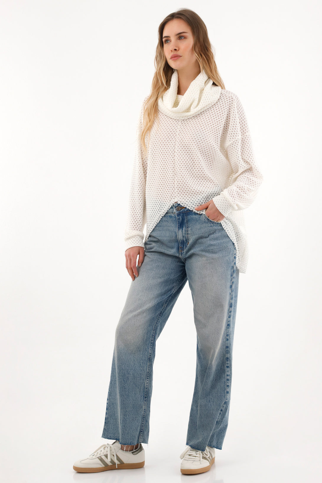 Women's Turtleneck Knit Effect Pullover