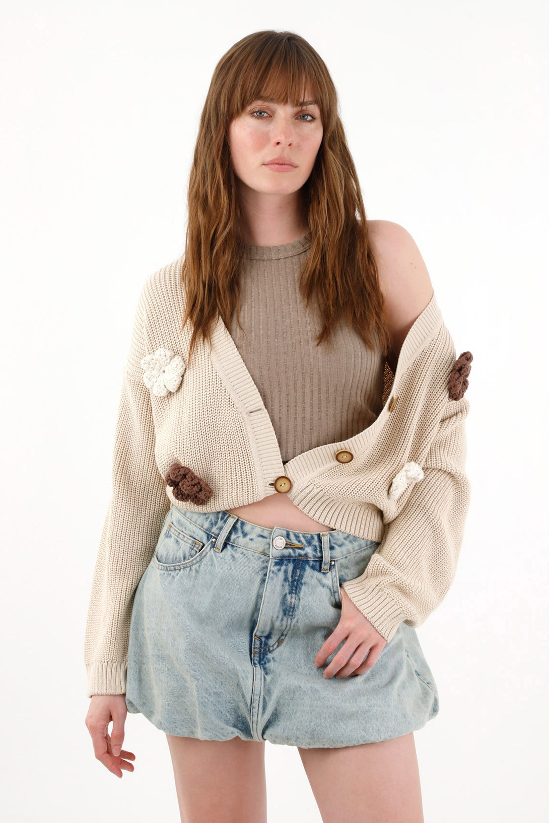 Women's Raw Flower Crop Pullover