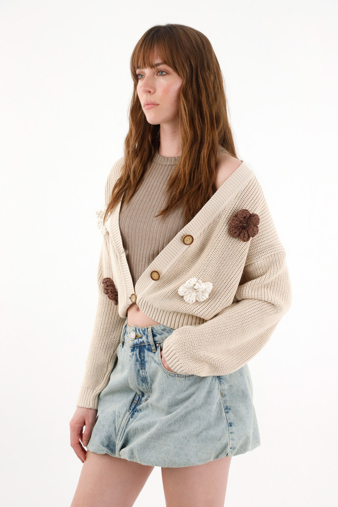 Women's Raw Flower Crop Pullover