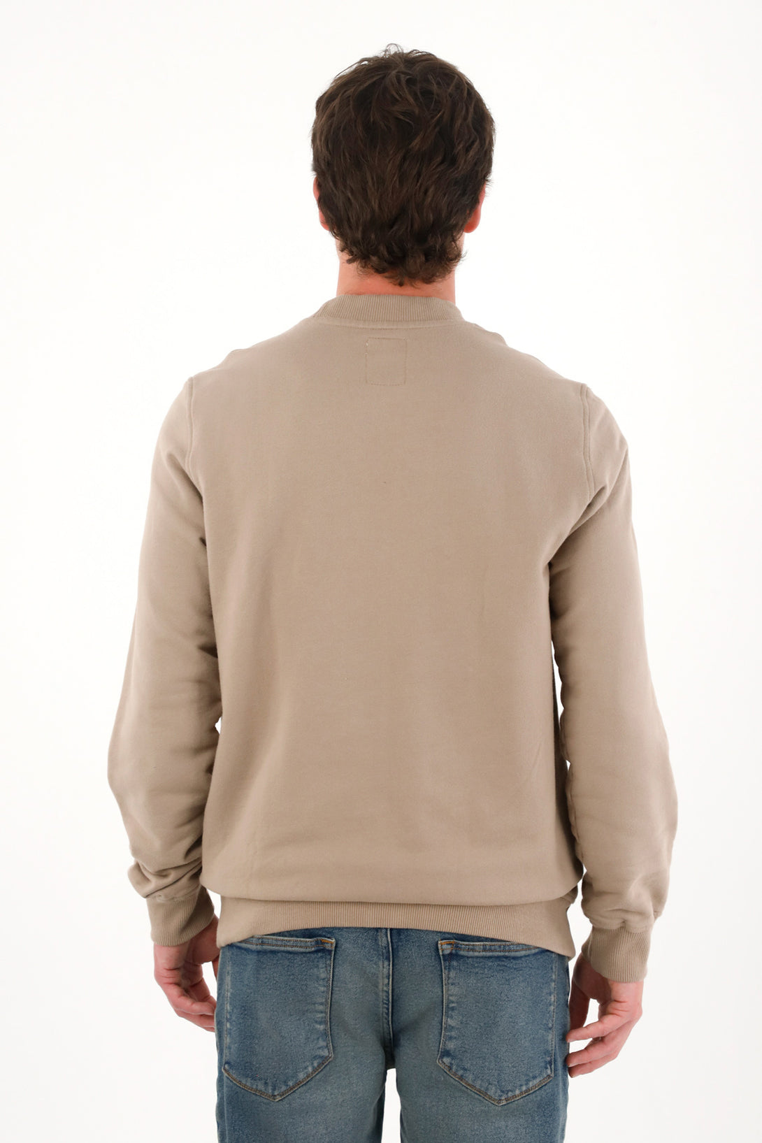 Gray Closed Design Crew Neck Sweatshirt for Men