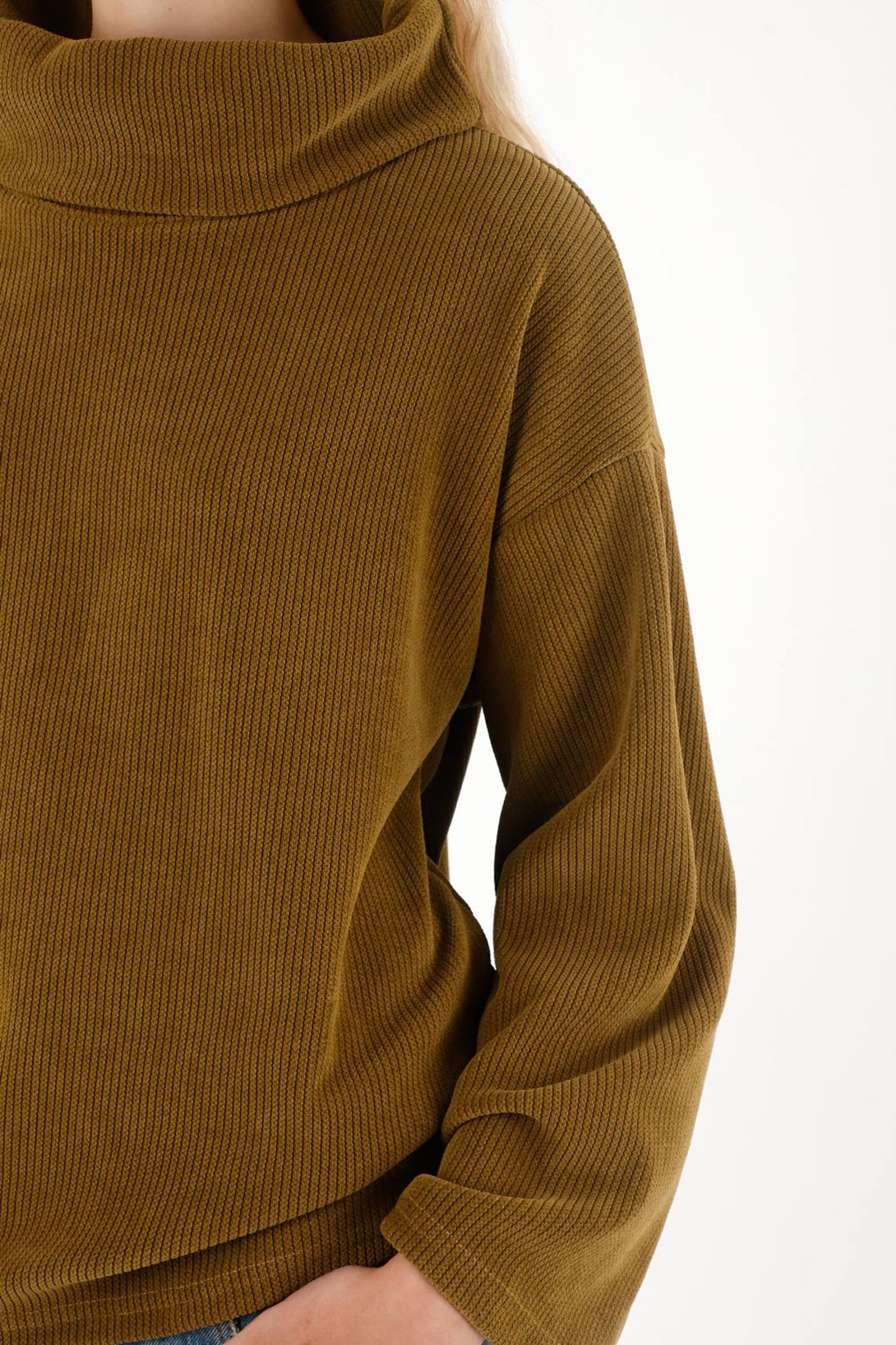 Buzo en corduroy amplio verde para mujer