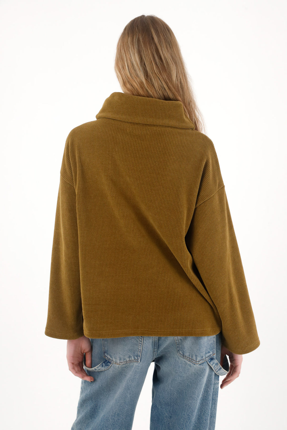 Buzo en corduroy amplio verde para mujer