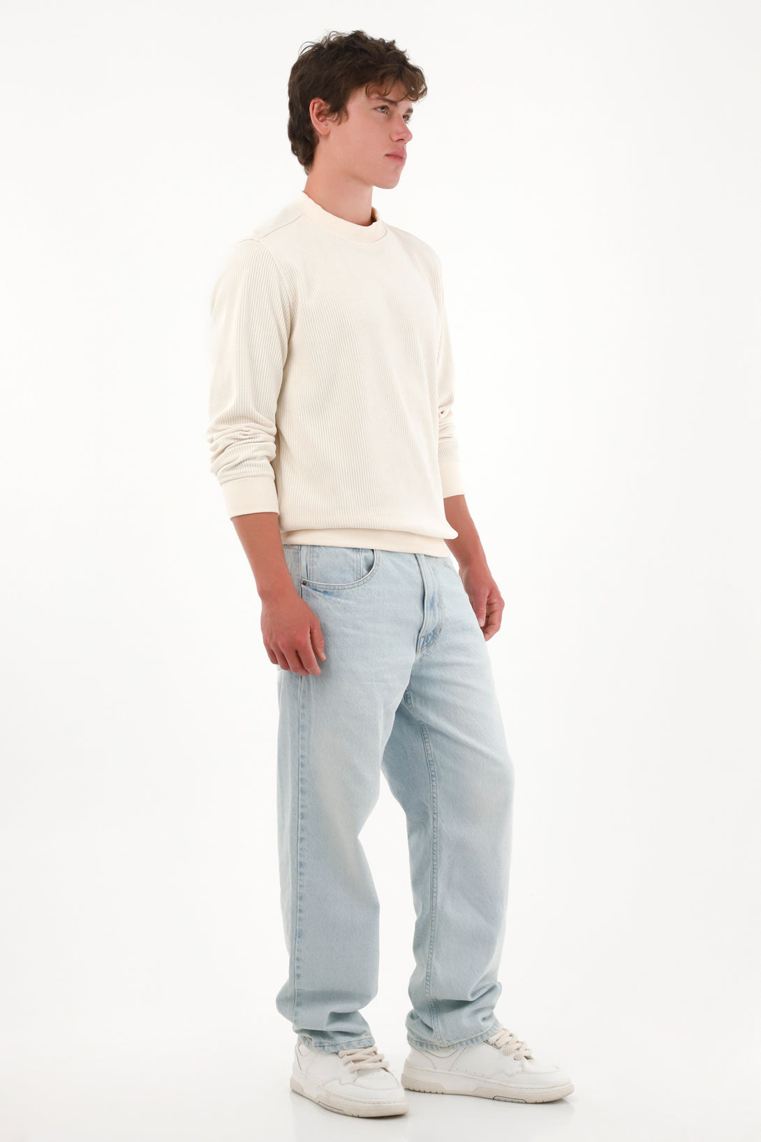 Men's Long Sleeve Cream Fleece Sweatshirt