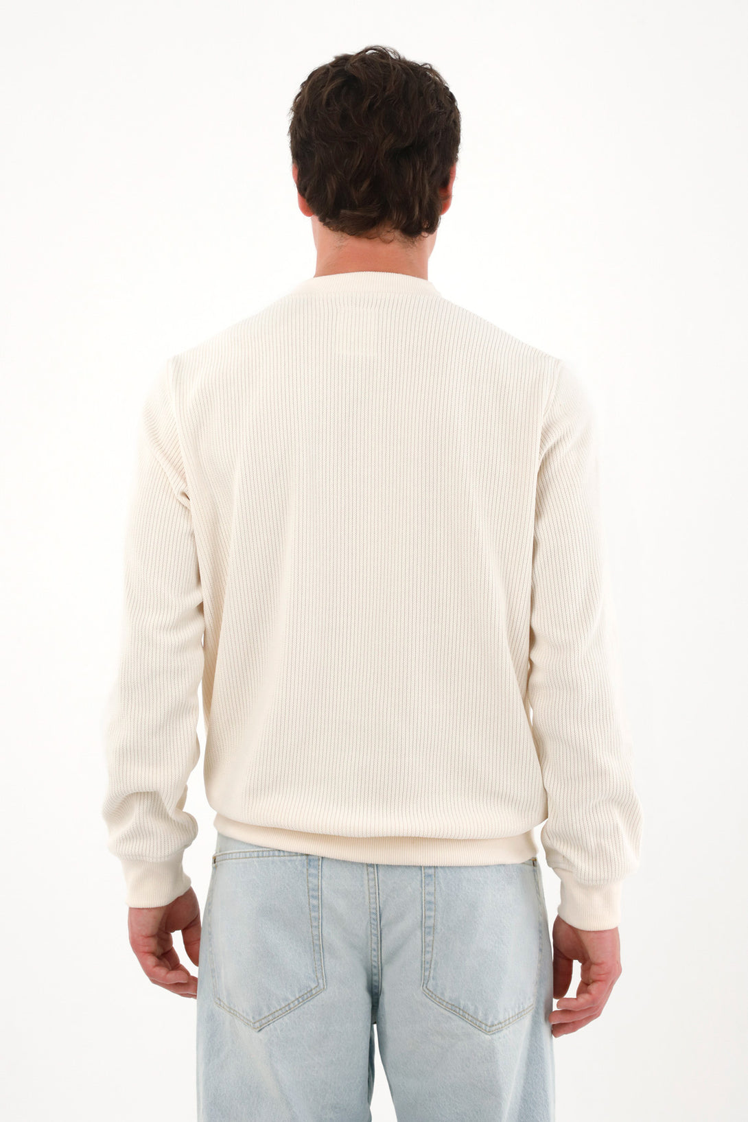 Men's Long Sleeve Cream Fleece Sweatshirt