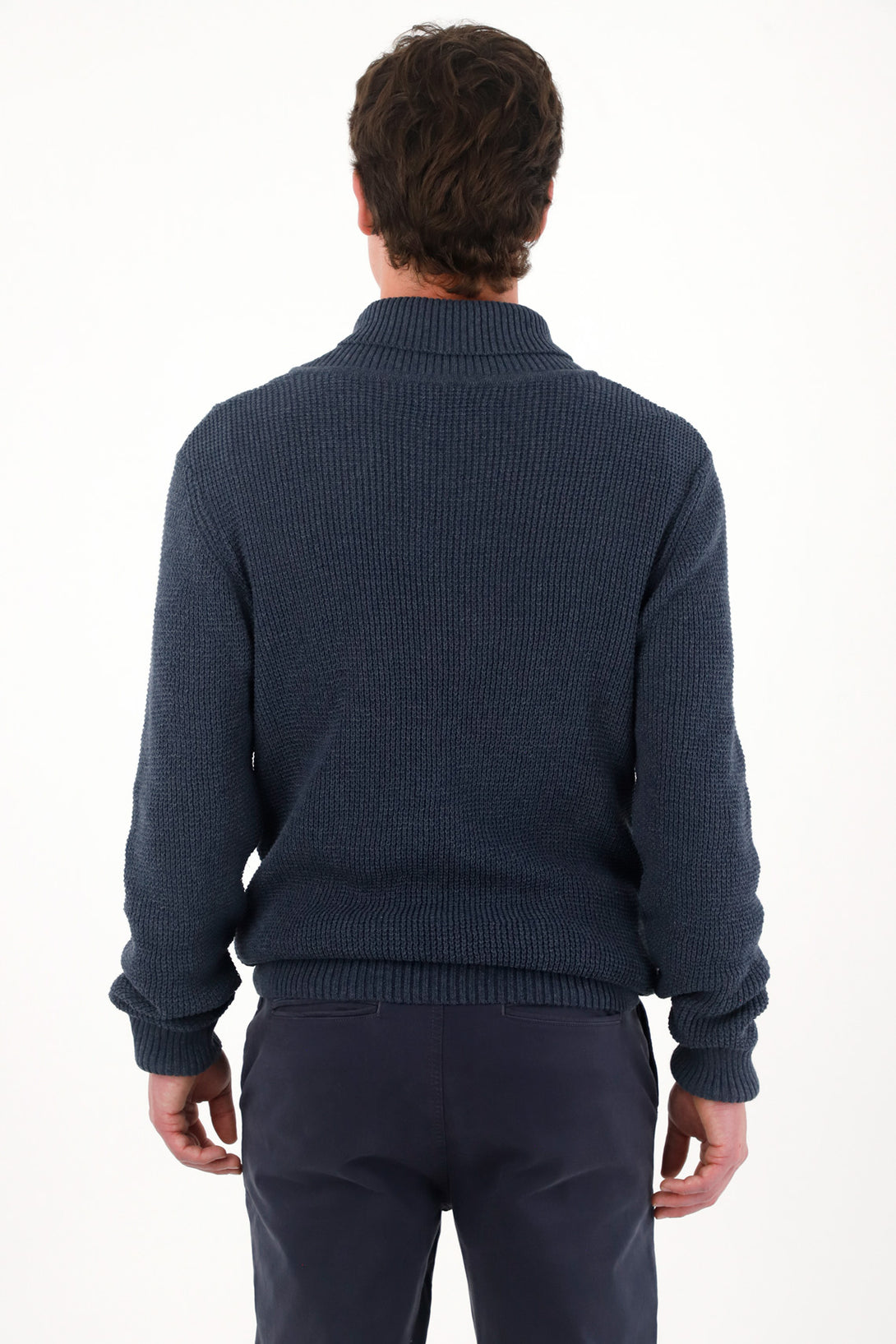 Buzo tejido manga larga azul para hombre